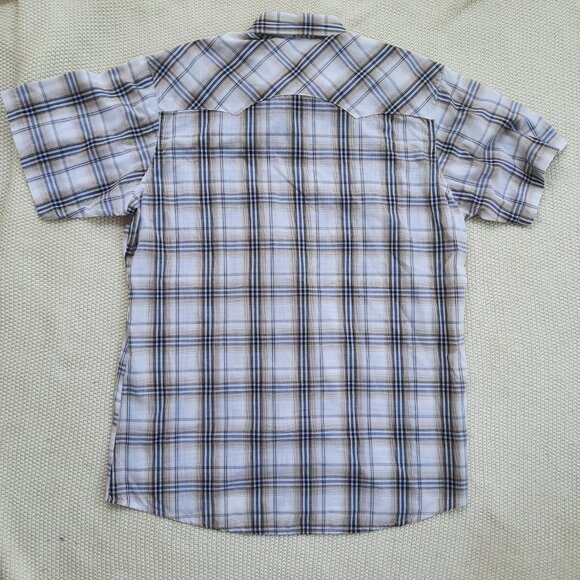 Wrangler Wrancher Plaid Shirt Men's Size XLT Pearl Snap Western Short Sleeve - Picture 6 of 7